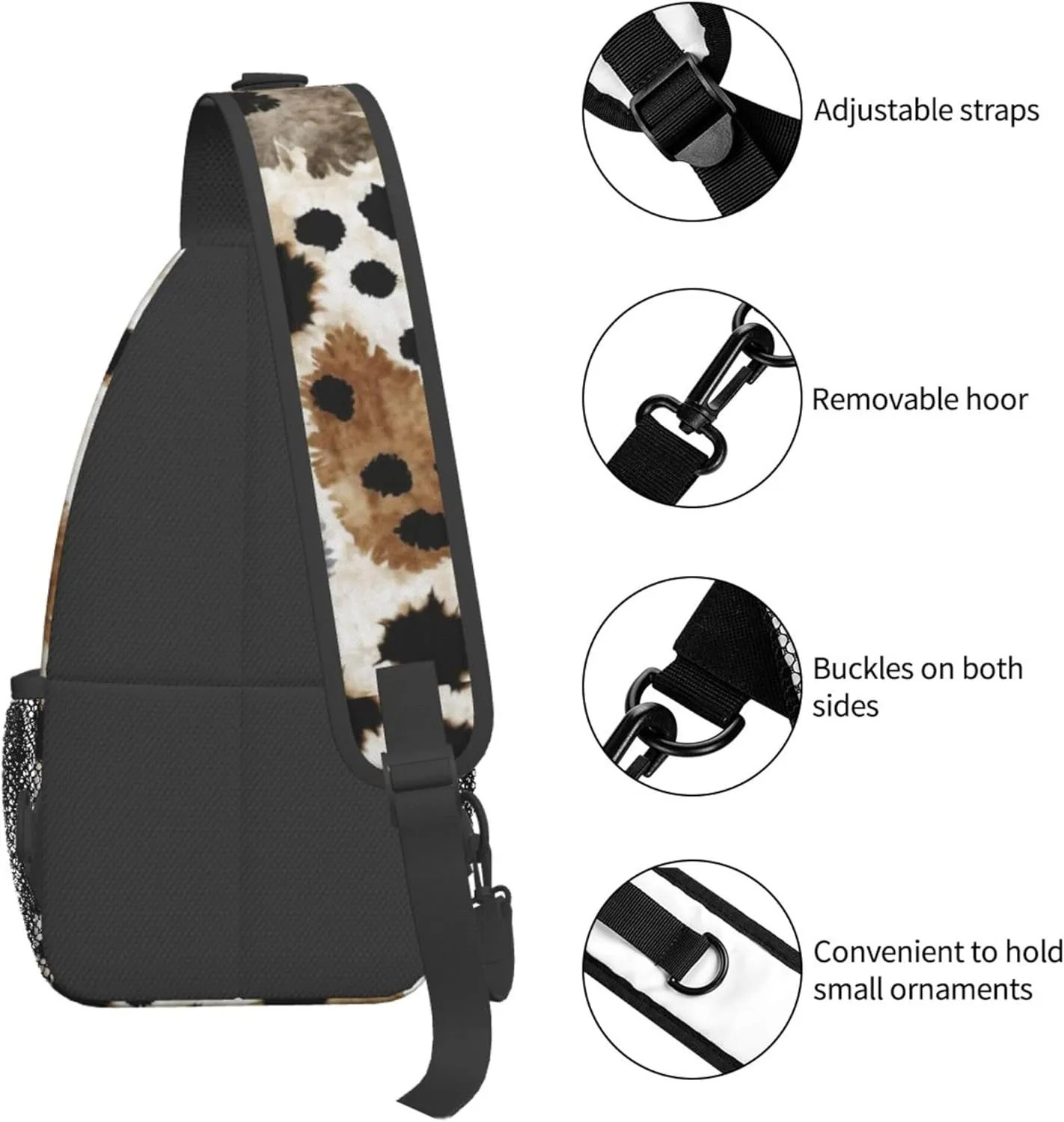 Vintage Leopard Pattern Sling Backpack Crossbody Bag, Chest Bag Daypack for Outdoors Hiking Traveling