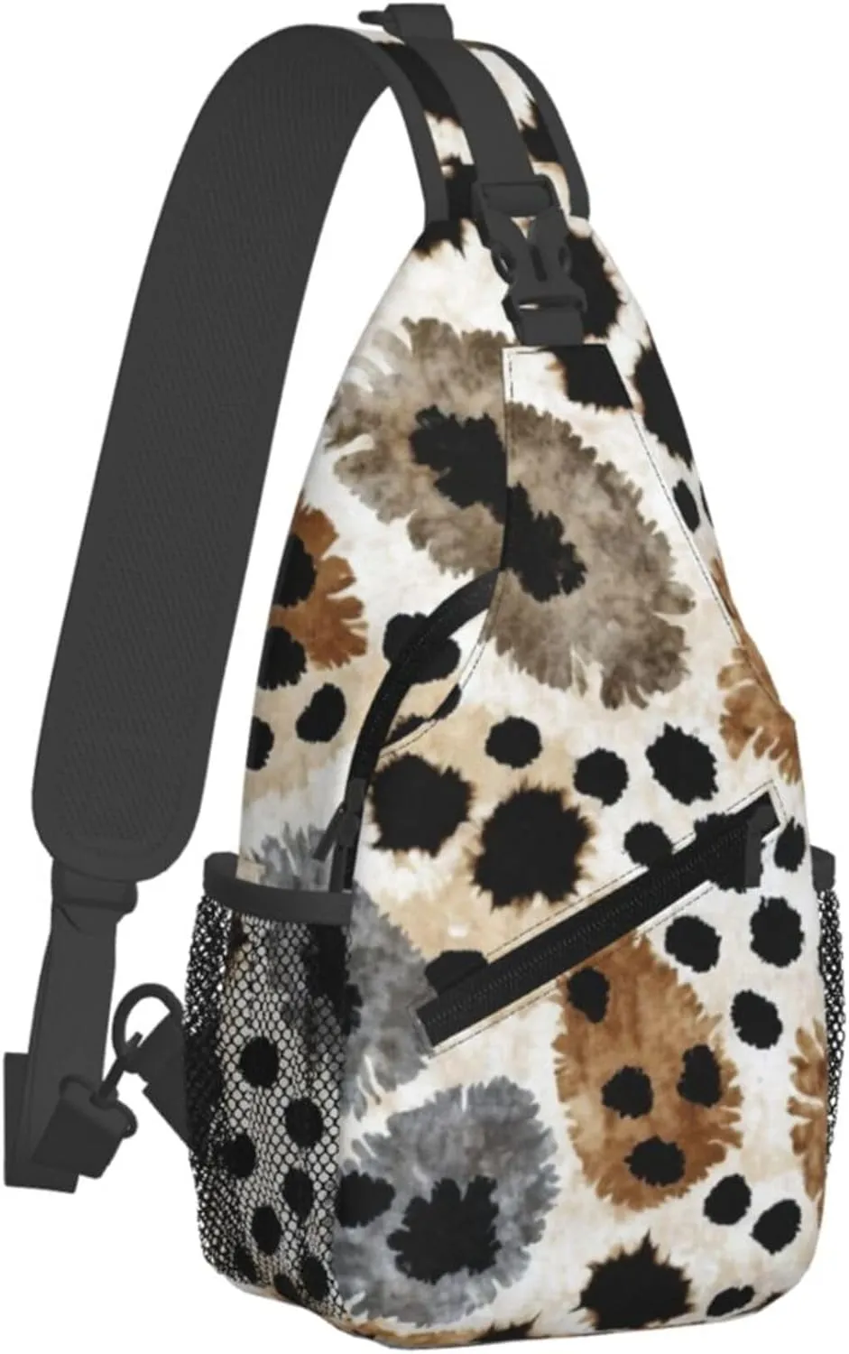 Vintage Leopard Pattern Sling Backpack Crossbody Bag, Chest Bag Daypack for Outdoors Hiking Traveling