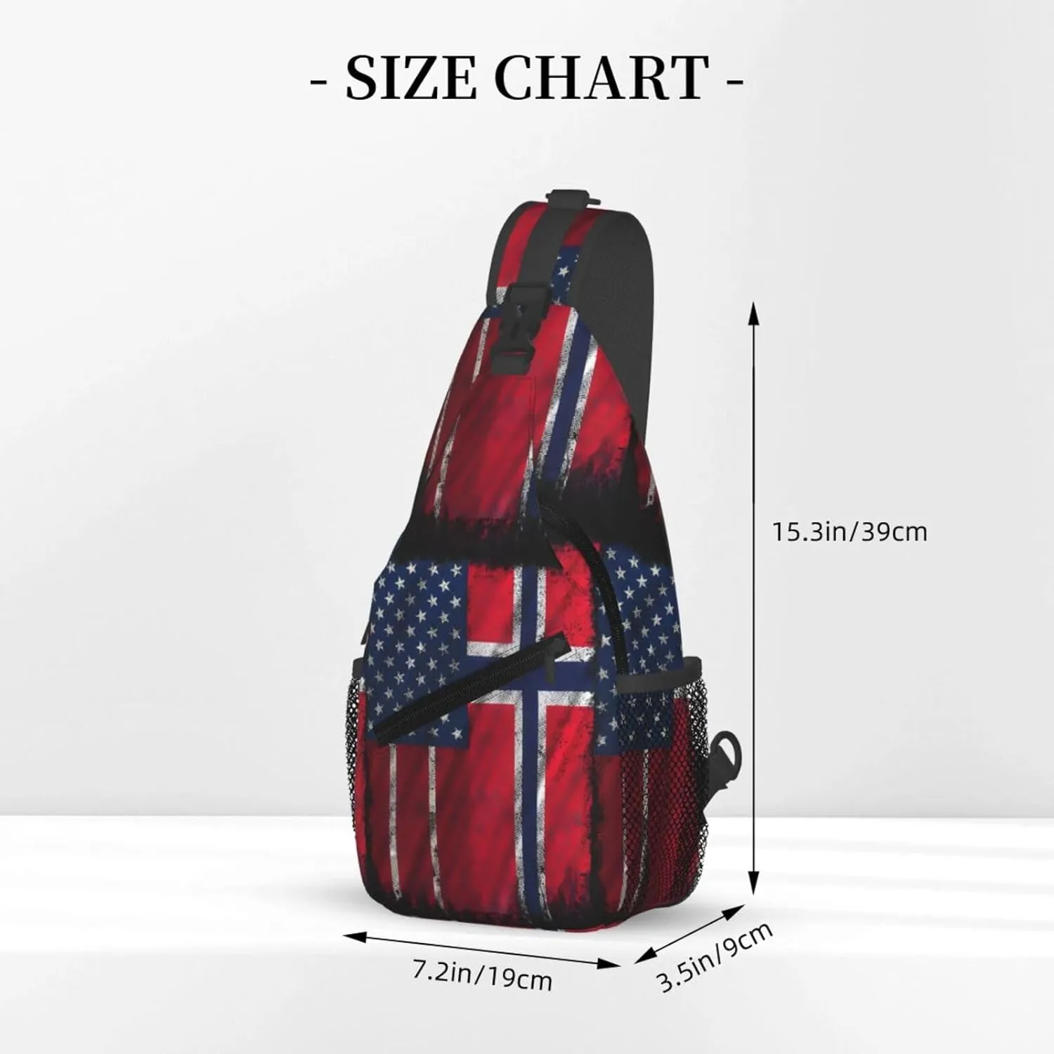 Vintage Norwegian Norway American Flag Chest Sling Bag Crossbody Shoulder Backpack Bag Gym Cycling Daypack Travel Hiking Cross Bag