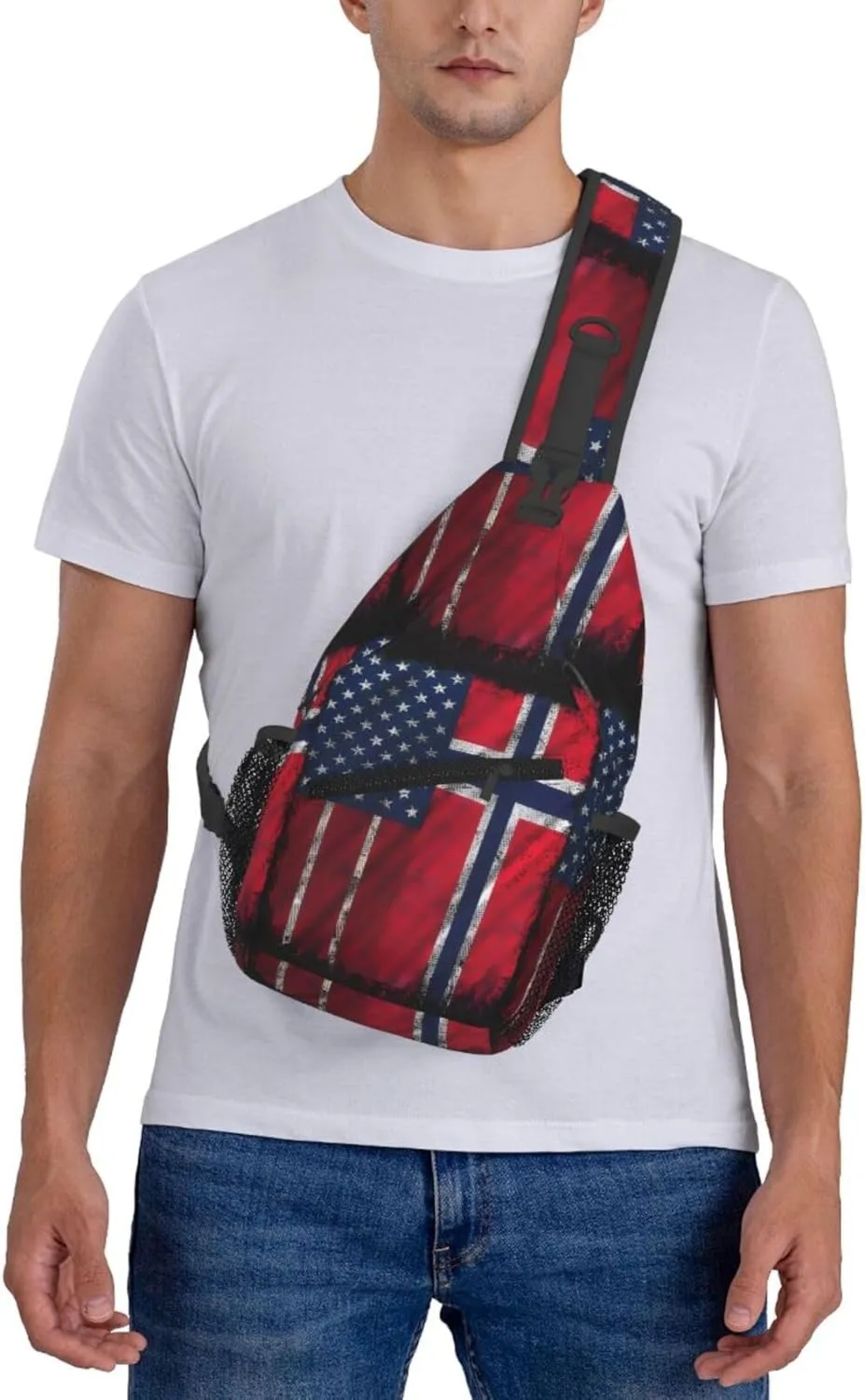 Vintage Norwegian Norway American Flag Chest Sling Bag Crossbody Shoulder Backpack Bag Gym Cycling Daypack Travel Hiking Cross Bag