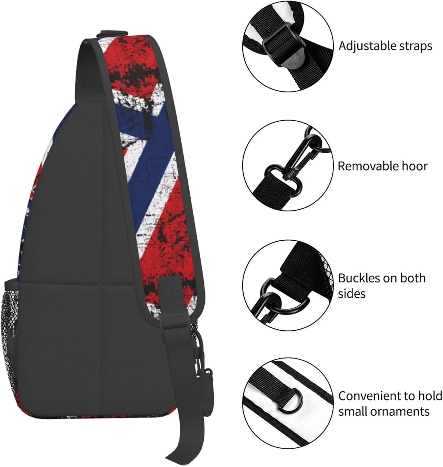 Vintage Norwegian Norway Flag Chest Sling Bag Crossbody Shoulder Backpack Bag Gym Cycling Daypack Travel Hiking Cross Bag