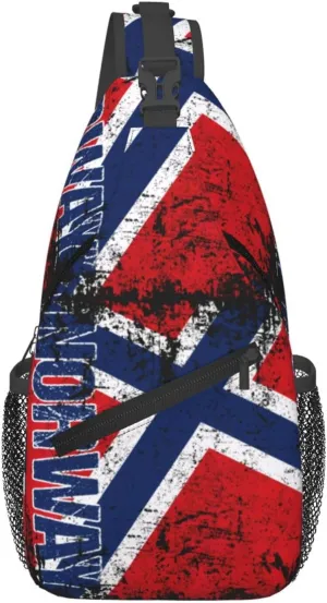 Vintage Norwegian Norway Flag Chest Sling Bag Crossbody Shoulder Backpack Bag Gym Cycling Daypack Travel Hiking Cross Bag