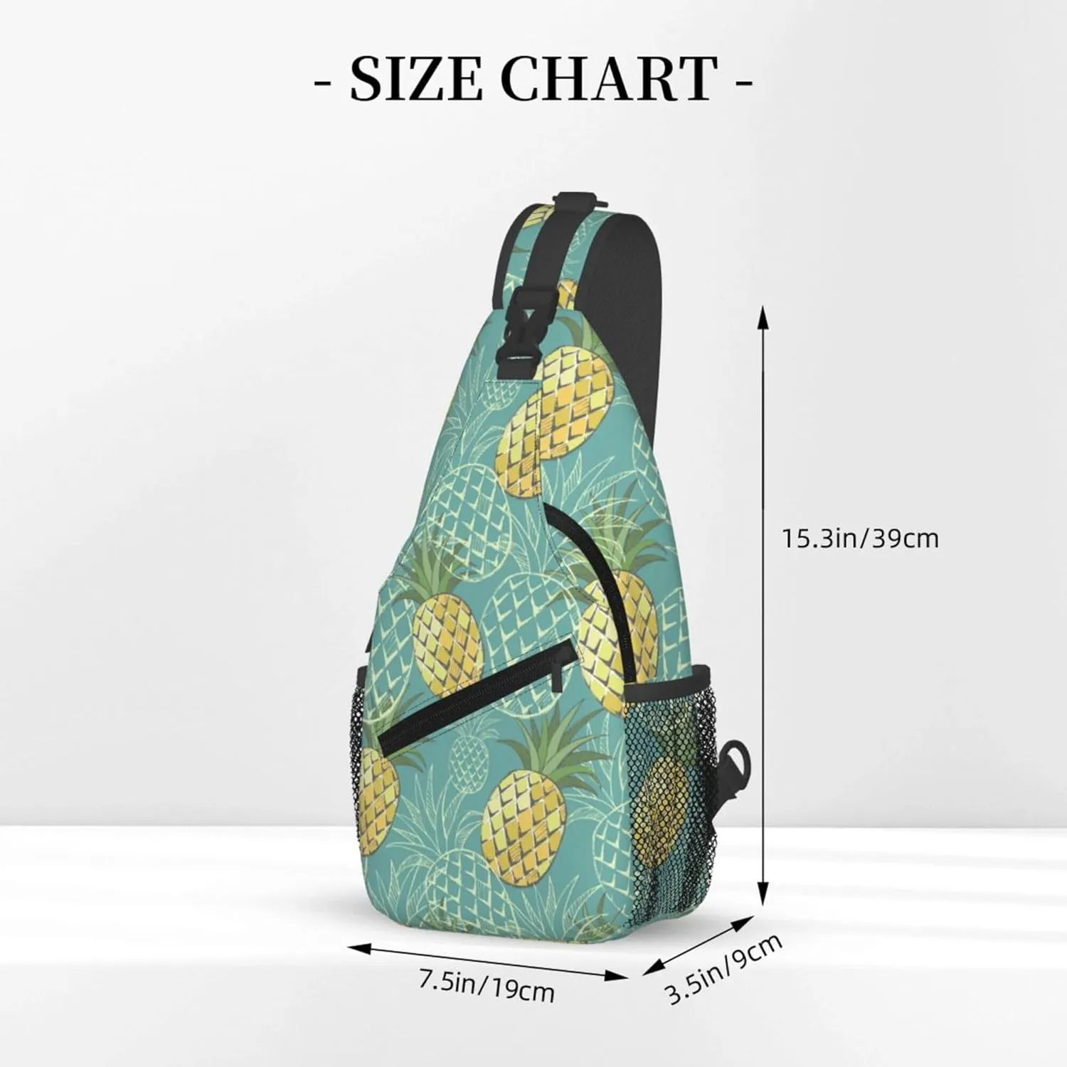 Vintage Pineapple Sling Backpack Crossbody Bag, Chest Bag Daypack for Outdoors Hiking Traveling