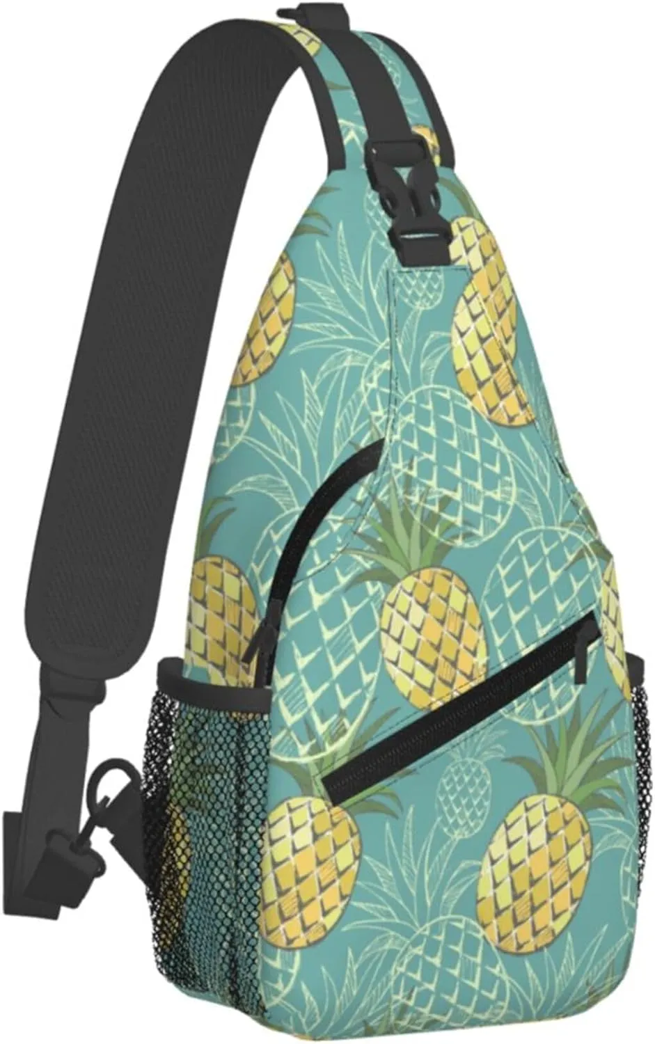 Vintage Pineapple Sling Backpack Crossbody Bag, Chest Bag Daypack for Outdoors Hiking Traveling