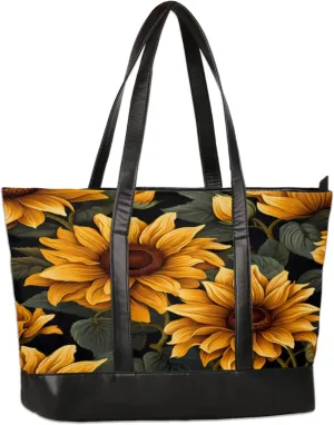 Vintage Sunflower Flower Laptop Tote Bag for Women Lightweight Work Purse with Multiple Compartments Fits 13-15.6 Inch Laptop Tablet Shoulder Bag for Office Travel Daily Use