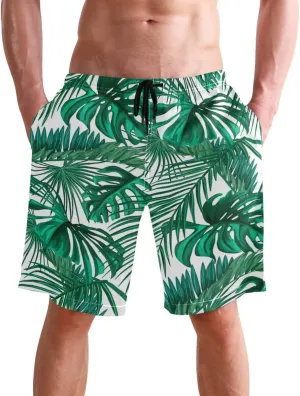 visesunny Hawaiian Men's Summer Beach Shorts Swim Trunks Sports Running Bathing Suits with Mesh Lining
