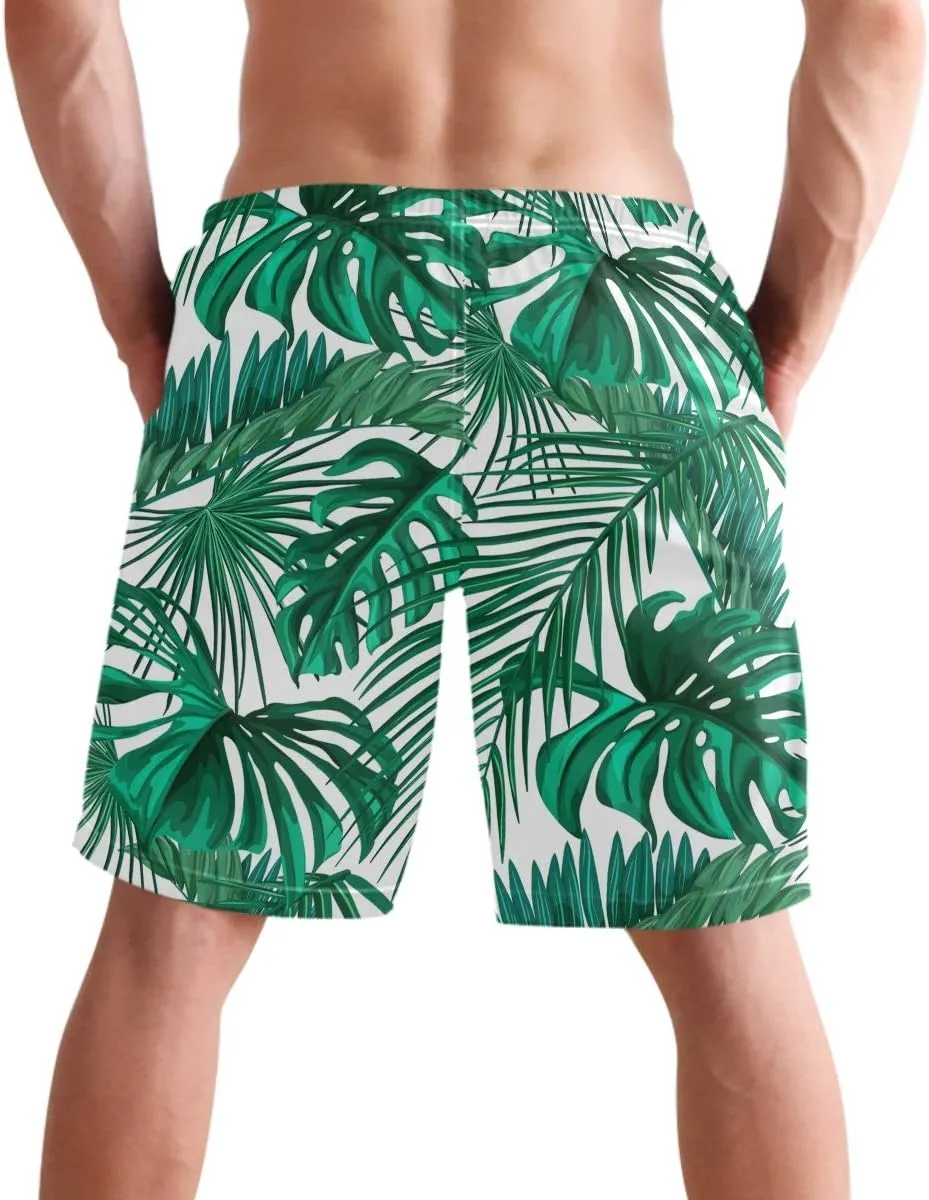 visesunny Hawaiian Men's Summer Beach Shorts Swim Trunks Sports Running Bathing Suits with Mesh Lining