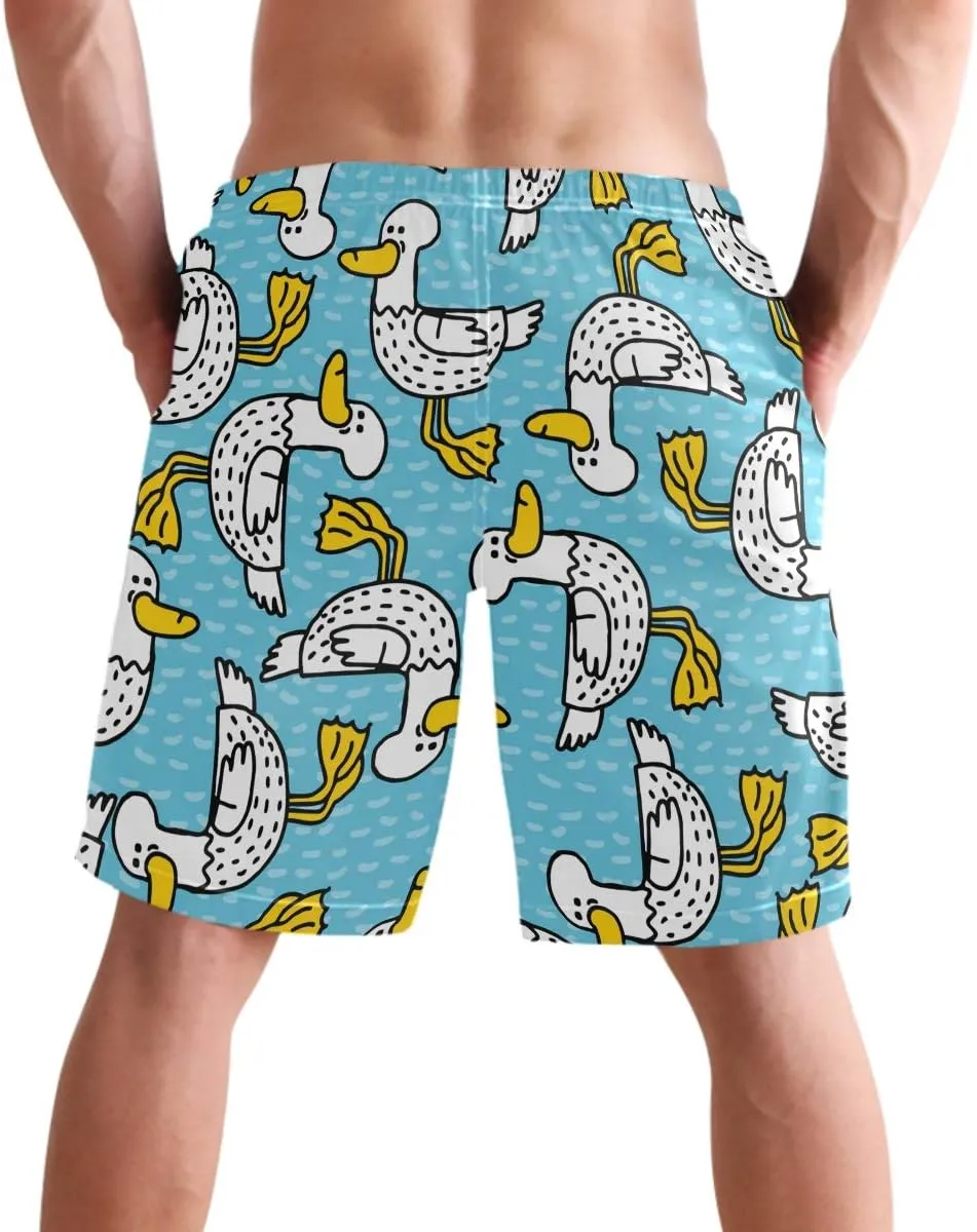 visesunny Hawaiian Men's Summer Beach Shorts Swim Trunks Sports Running Bathing Suits with Mesh Lining