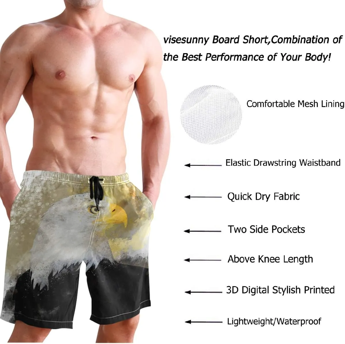 visesunny Men's Colorful Flower Print Beach Shorts Hot Summer Swim Trunks Sports Running Bathing Suits with Mesh Lining