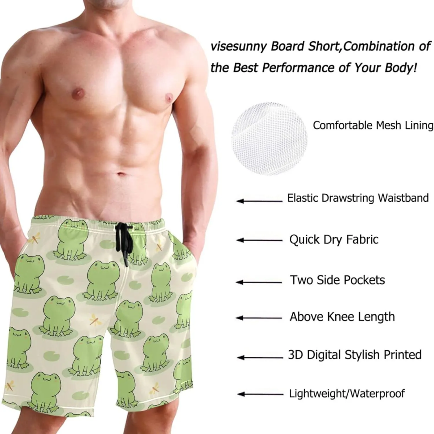 visesunny Men's Colorful Flower Print Beach Shorts Hot Summer Swim Trunks Sports Running Bathing Suits with Mesh Lining