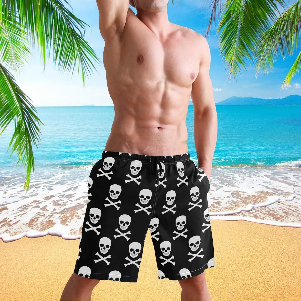 visesunny Mens Funny Swim Trunks Quick Dry Beachwear Sports Running Swim Board Shorts Mesh Lining