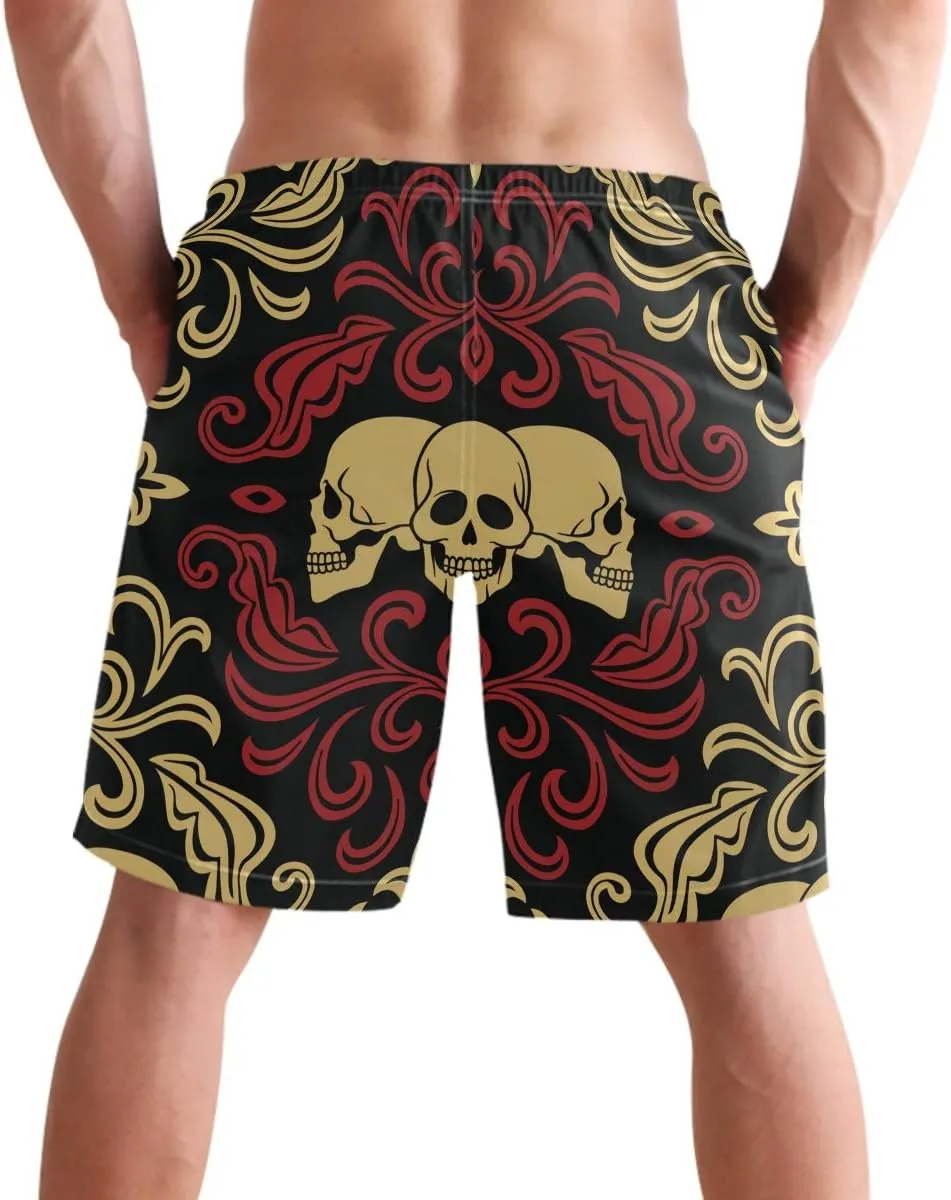 visesunny Men's Novelty Beach Shorts Quick Dry Swimwear Sports Running Swim Board Shorts Bathing Suits Mesh Lining