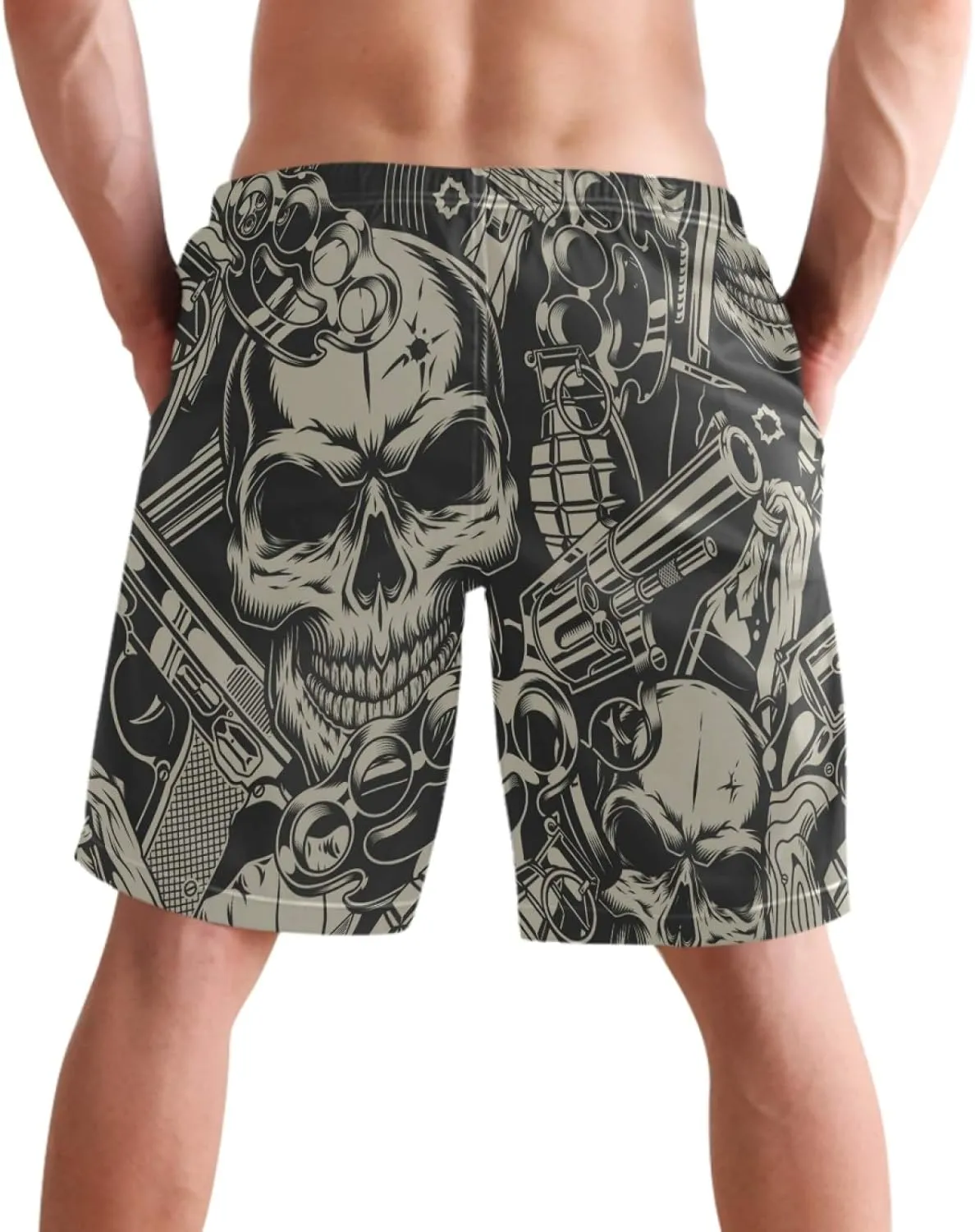 visesunny Men's Novelty Beach Shorts Quick Dry Swimwear Sports Running Swim Board Shorts Bathing Suits Mesh Lining