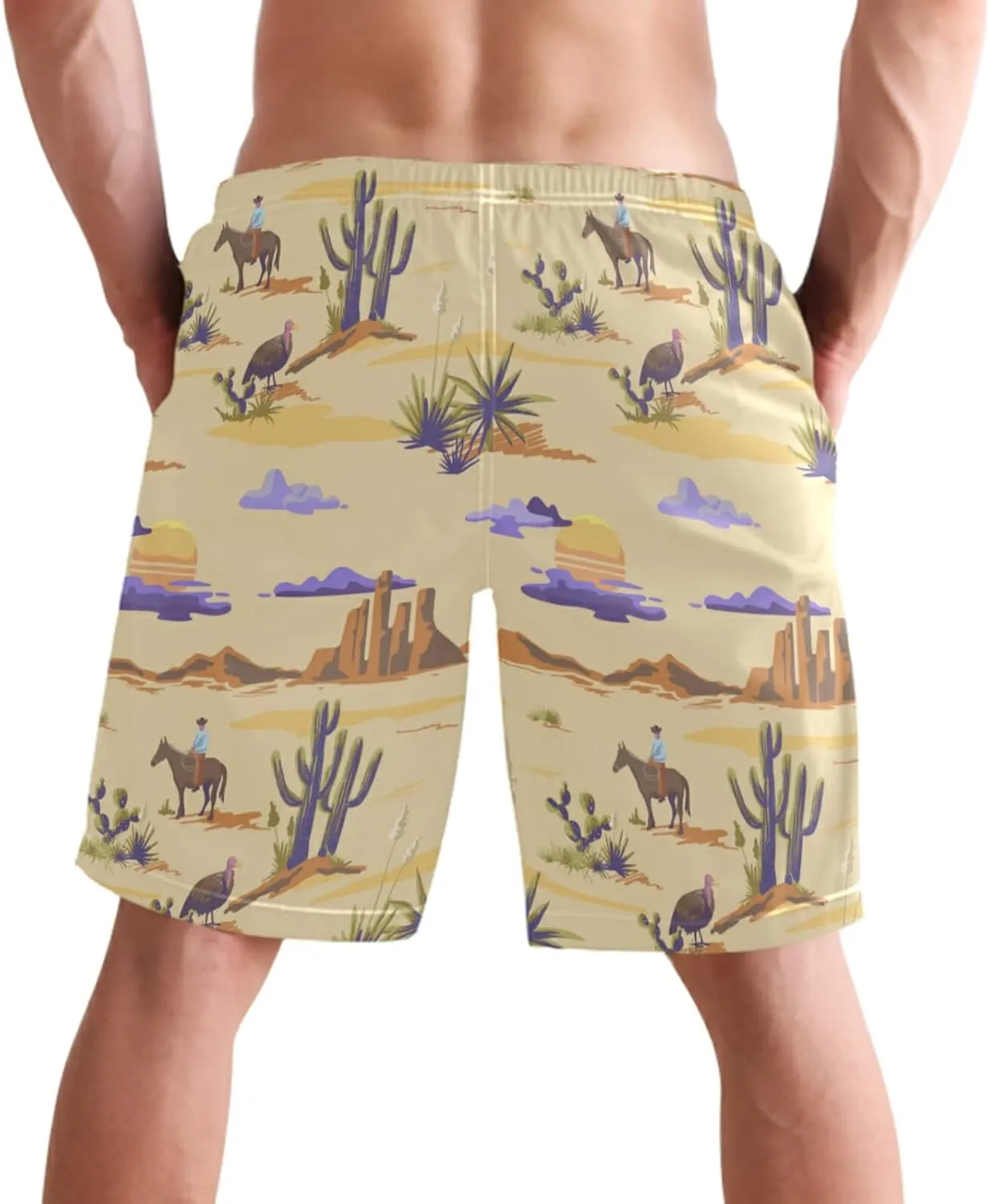 visesunny Stylish Mens Swim Trunks Quick Dry Beachwear Sports Running Swim Board Shorts Bathing Suits Mesh Lining