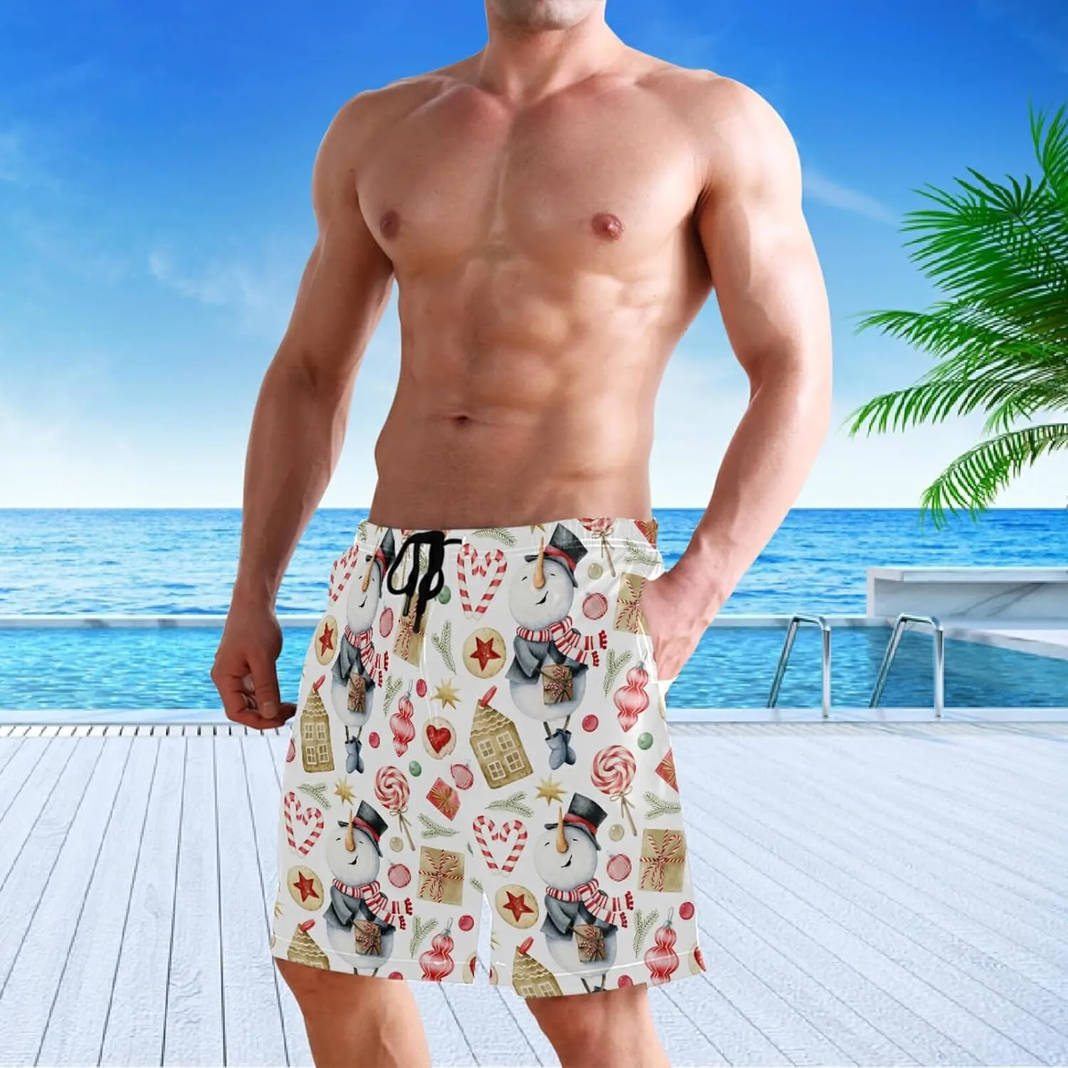 visesunny Stylish Mens Swim Trunks Quick Dry Beachwear Sports Running Swim Board Shorts Bathing Suits Mesh Lining