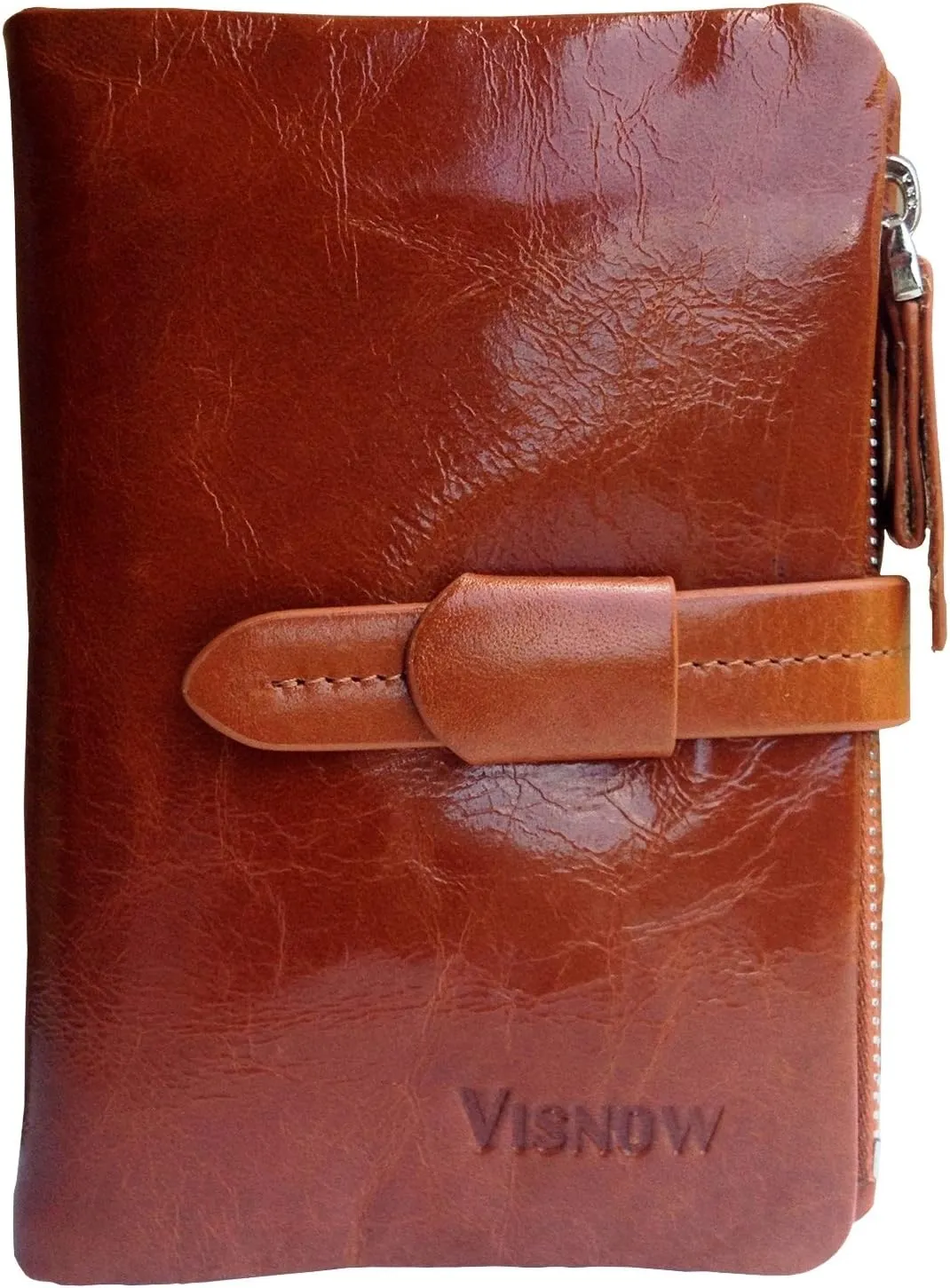 Visnow(™) Elegant Women's Genuine Soft Cow Leather Natural Leather Purse Wallet Card Bag Business Coffee Carry Bag (Brown)
