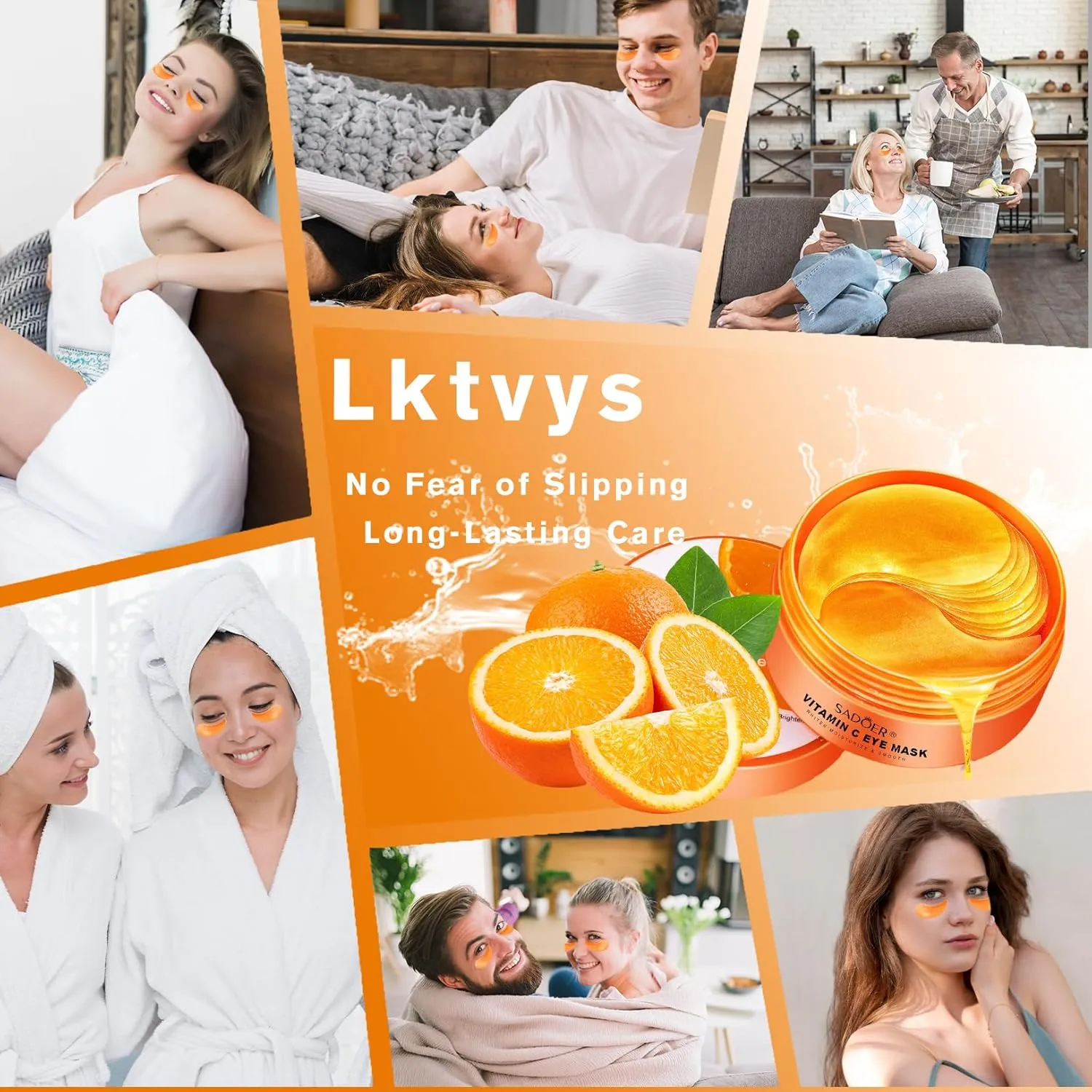 Vitamin C Eye Patches 2-Pack 120 PCS, Improving Skin Tone, Reducing Dark Circles and Refreshing, Collagen Eye Mask for Puffy Eyes, Suitable for Both Men and Women