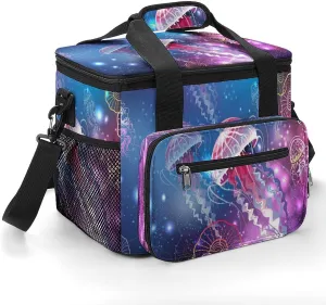 Vivid Transparent Jellyfishes 22.5L Insulated Camping Coolers Bag Large Leakproof Ice Chest for Beach Travel Picnic