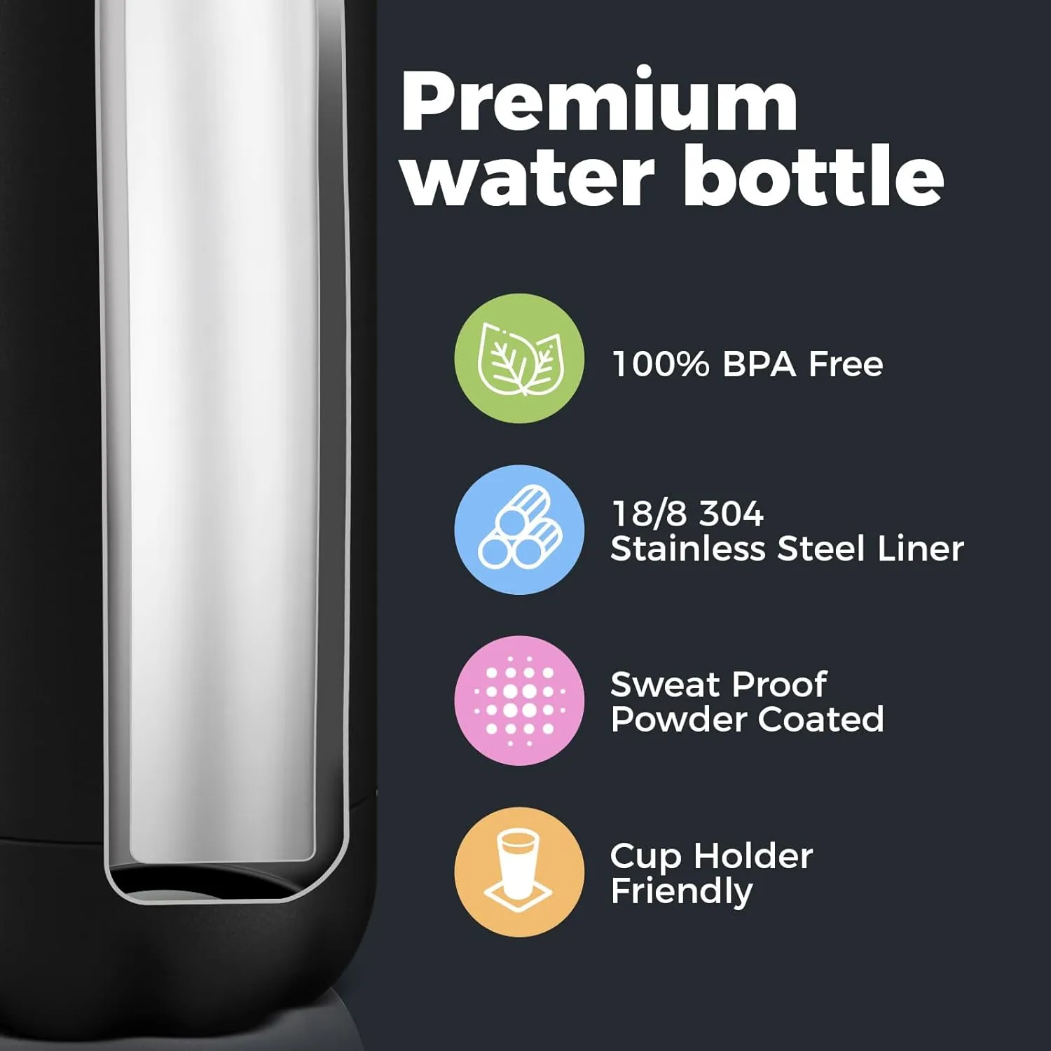 Volhoply 25oz Insulated Water Bottles 1/2/4 Pack, Double Wall Stainless Steel Vacuum Flask Keeps Cold 24H & Hot 12H, BPA Free Leakproof Bottle (Assorted,2 Pack)