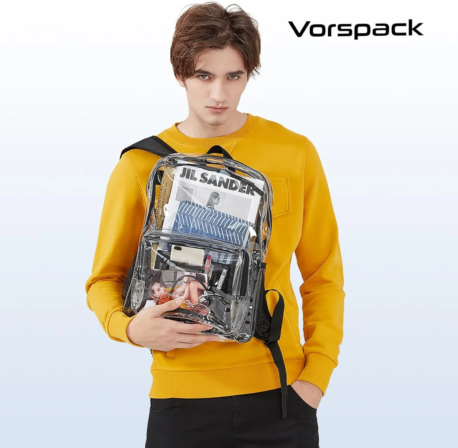 Vorspack Clear Backpack - Heavy Duty PVC Transparent See Through Backpack for College & Workplace