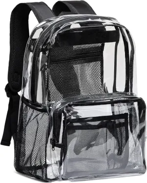 Vorspack Clear Backpack - Heavy Duty PVC Transparent See Through Backpack for College & Workplace
