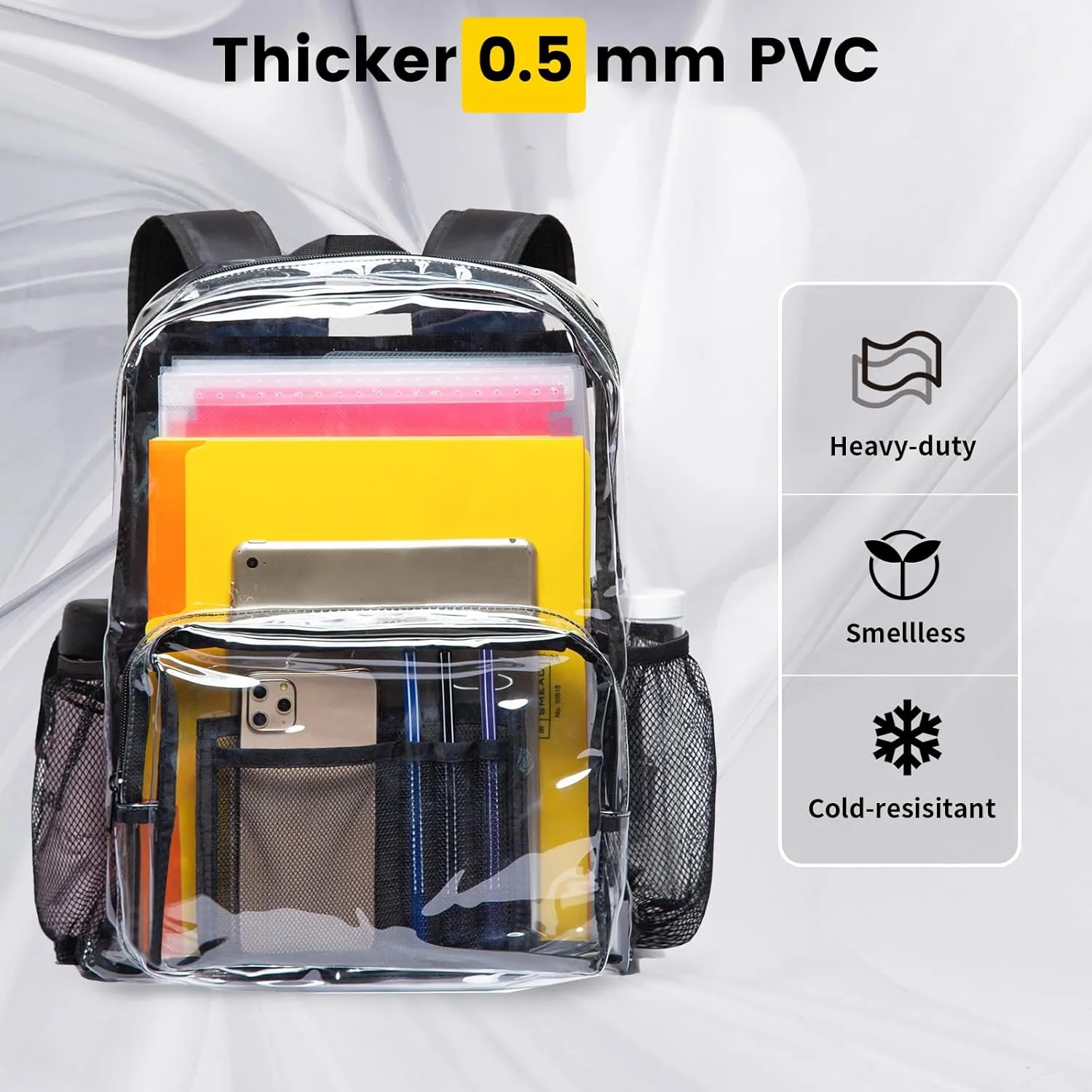 Vorspack Clear Backpack - Heavy Duty PVC Transparent See Through Backpack for College & Workplace