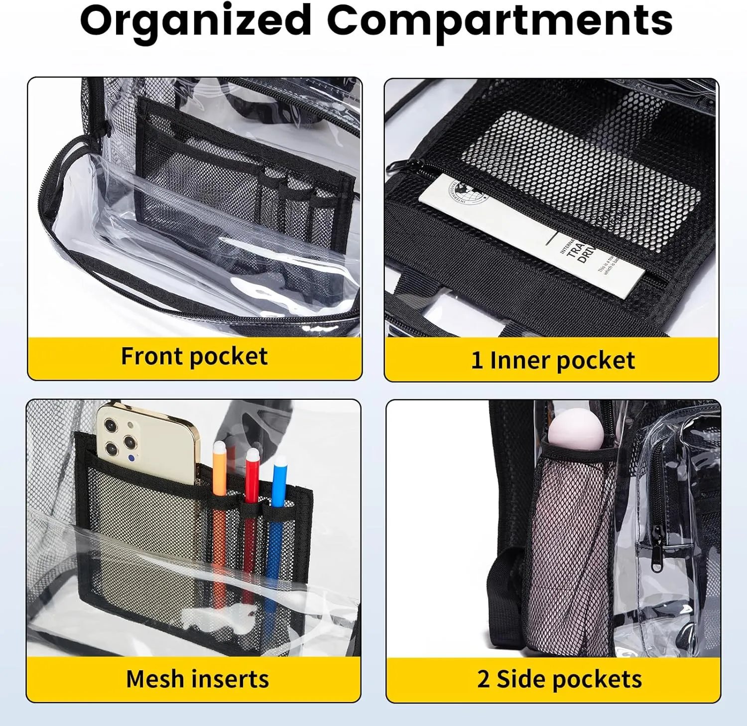 Vorspack Clear Backpack - Heavy Duty PVC Transparent See Through Backpack for College & Workplace