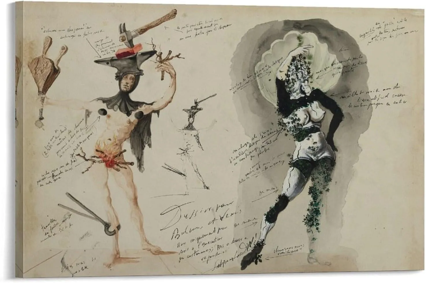 Vulcain Et Vénus (1941)-Salvador Dalí Wall Art Picture Painting Poster Canvas Print Posters Artworks Bedroom Living Room Decor 24x36inch(60x90cm)