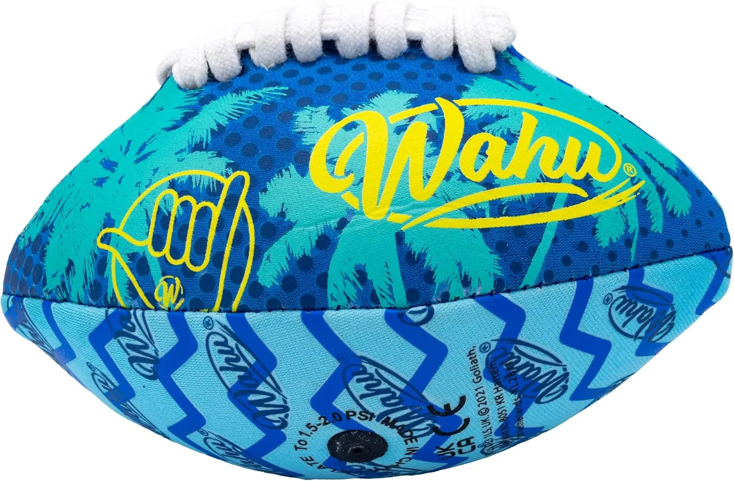 Wahu 100% Waterproof Mini Beach Football with Real Laces for in and Out of Water Play, 6.5" Outdoor Mini Football for Pool and Beach Games, Blue/Teal