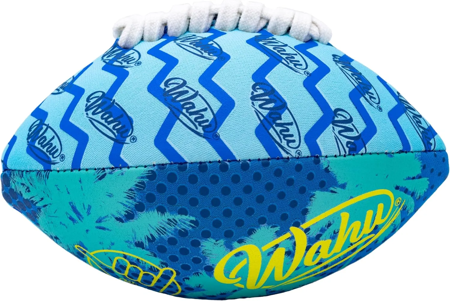 Wahu 100% Waterproof Mini Beach Football with Real Laces for in and Out of Water Play, 6.5" Outdoor Mini Football for Pool and Beach Games, Blue/Teal
