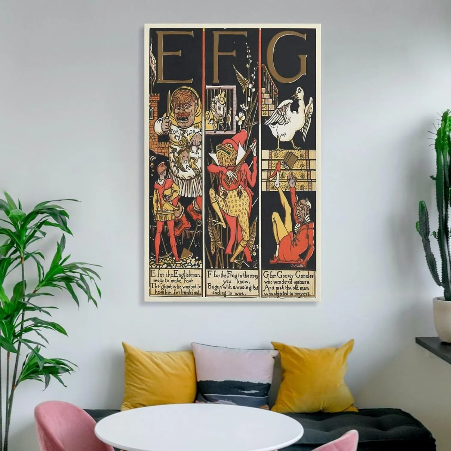 Walter Crane Posters Print The Absurd A.B.C Pl (2) Poster Decorative Painting Canvas Wall Art Living Room Posters Bedroom Painting 24x36inch(60x90cm)