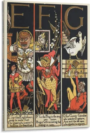 Walter Crane Posters Print The Absurd A.B.C Pl (2) Poster Decorative Painting Canvas Wall Art Living Room Posters Bedroom Painting 24x36inch(60x90cm)