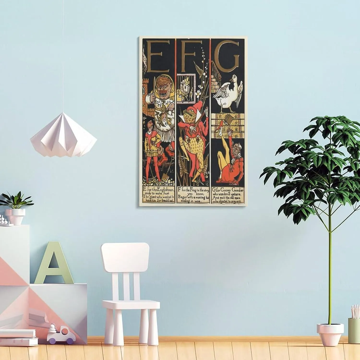 Walter Crane Posters Print The Absurd A.B.C Pl (2) Poster Decorative Painting Canvas Wall Art Living Room Posters Bedroom Painting 24x36inch(60x90cm)