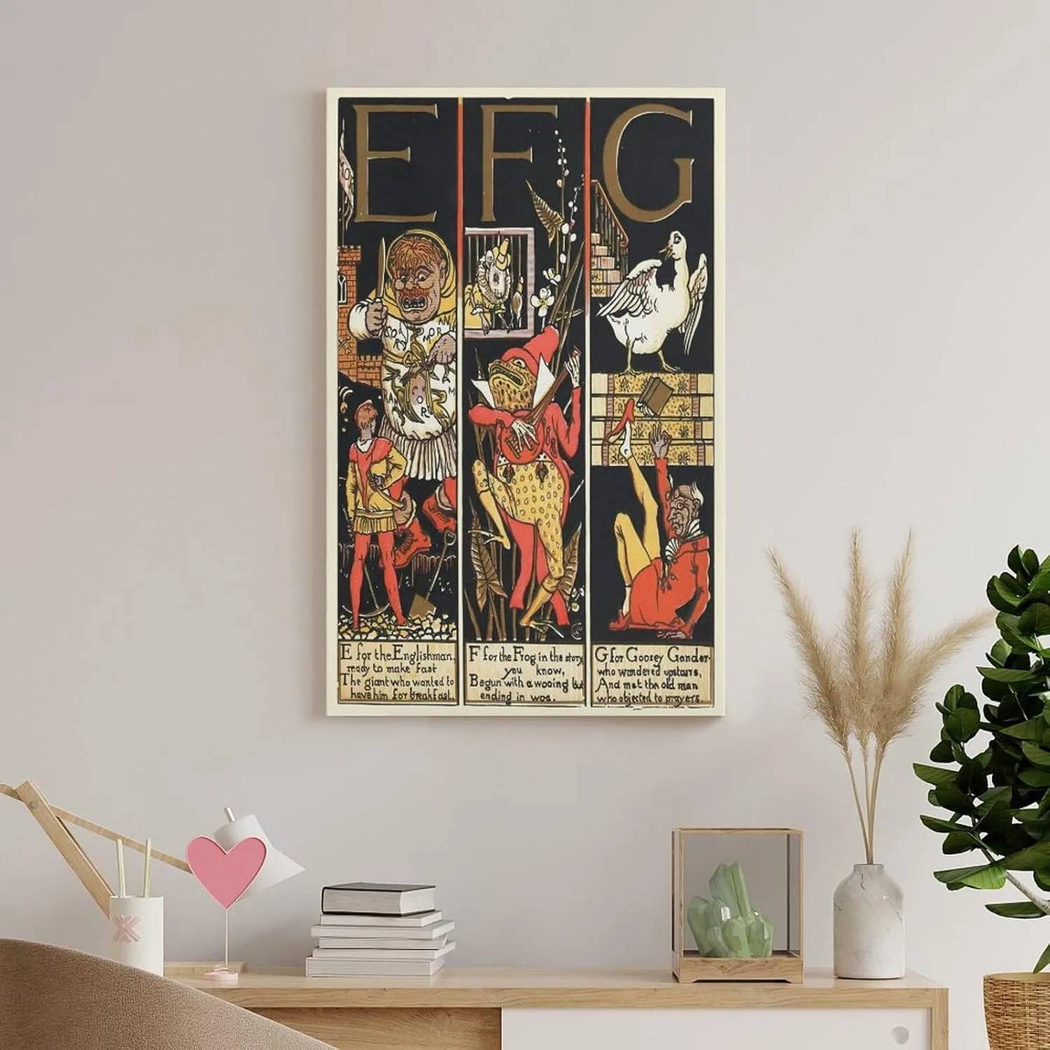 Walter Crane Posters Print The Absurd A.B.C Pl (2) Poster Decorative Painting Canvas Wall Art Living Room Posters Bedroom Painting 24x36inch(60x90cm)