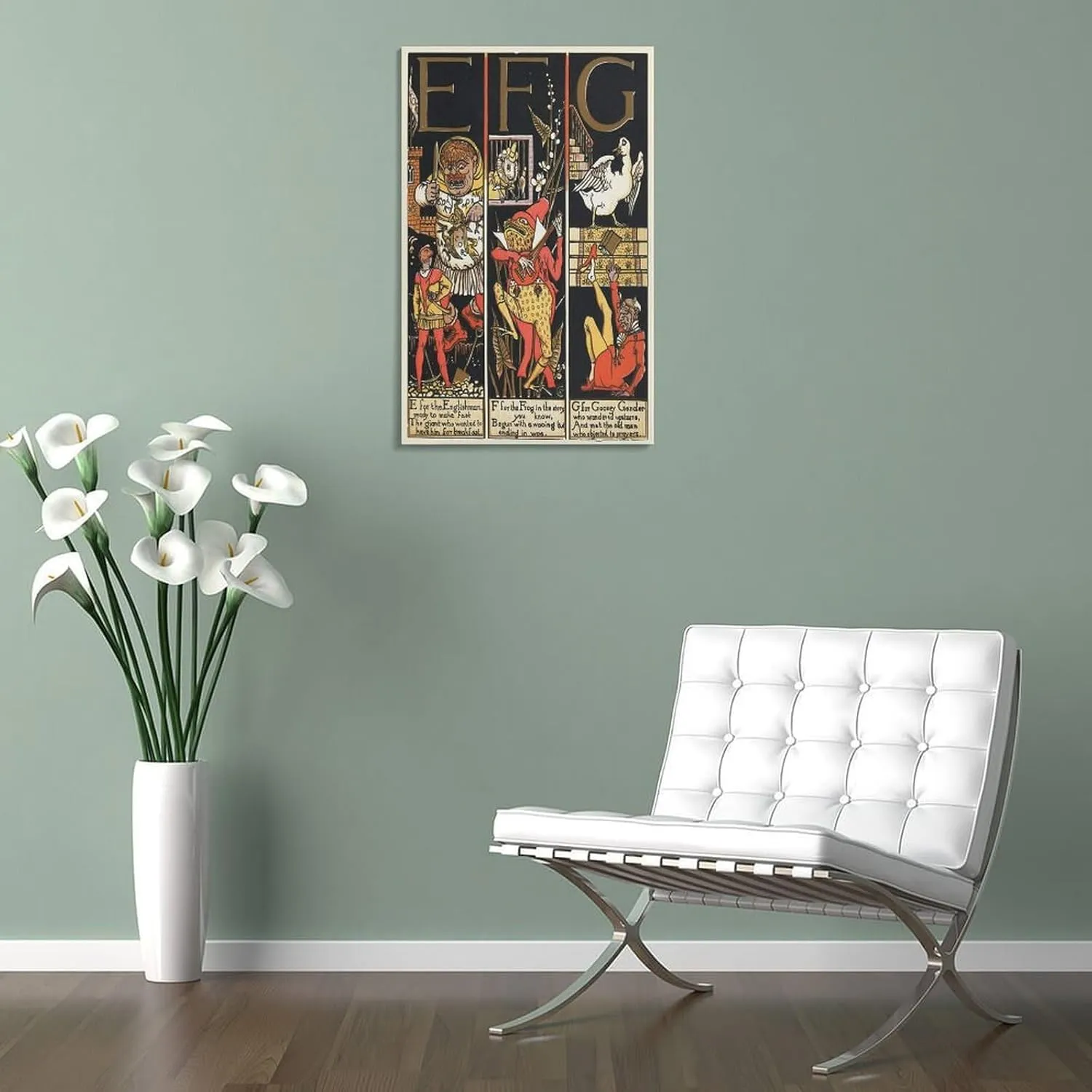 Walter Crane Posters Print The Absurd A.B.C Pl (2) Poster Decorative Painting Canvas Wall Art Living Room Posters Bedroom Painting 24x36inch(60x90cm)
