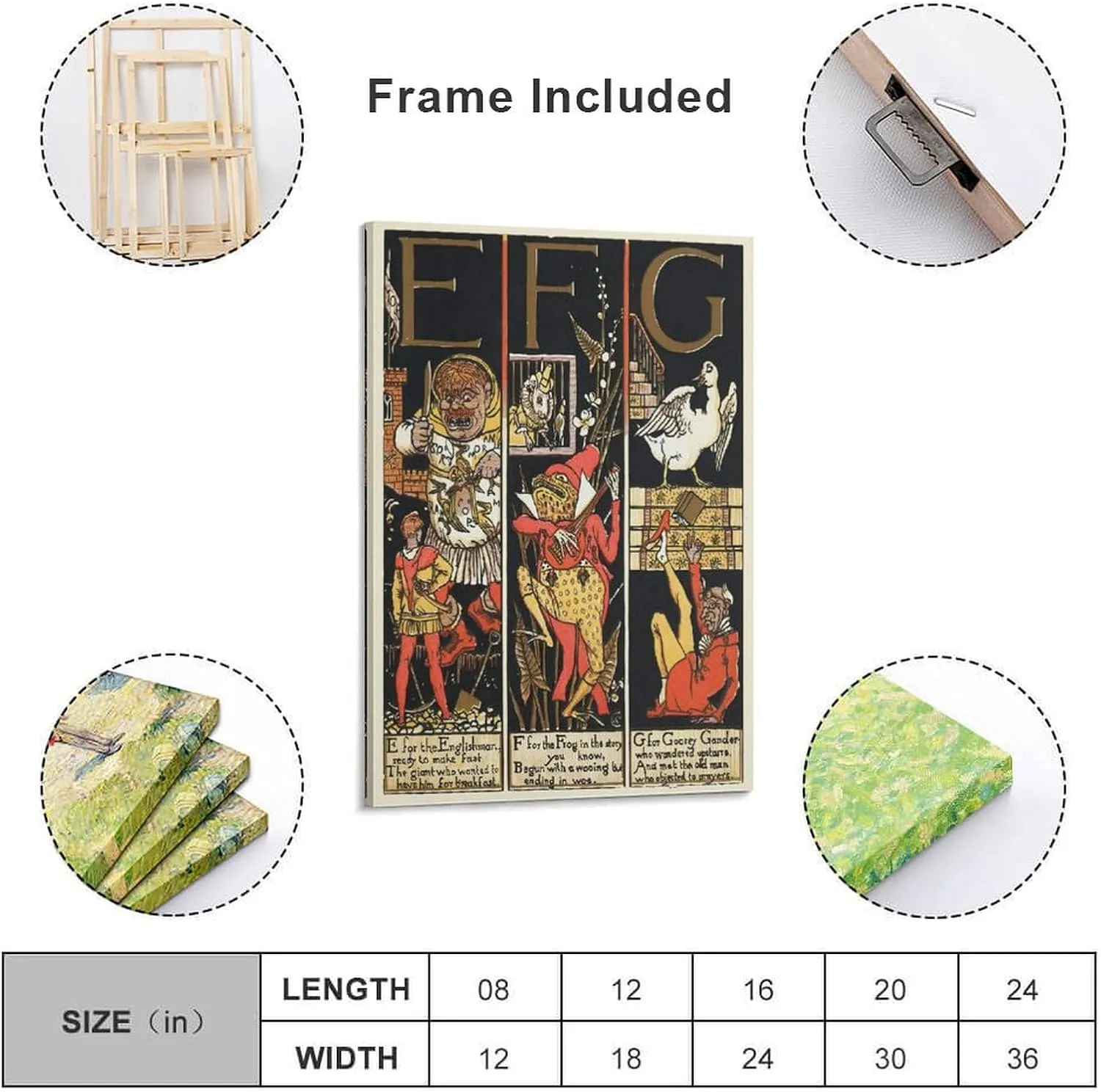 Walter Crane Posters Print The Absurd A.B.C Pl (2) Poster Decorative Painting Canvas Wall Art Living Room Posters Bedroom Painting 24x36inch(60x90cm)