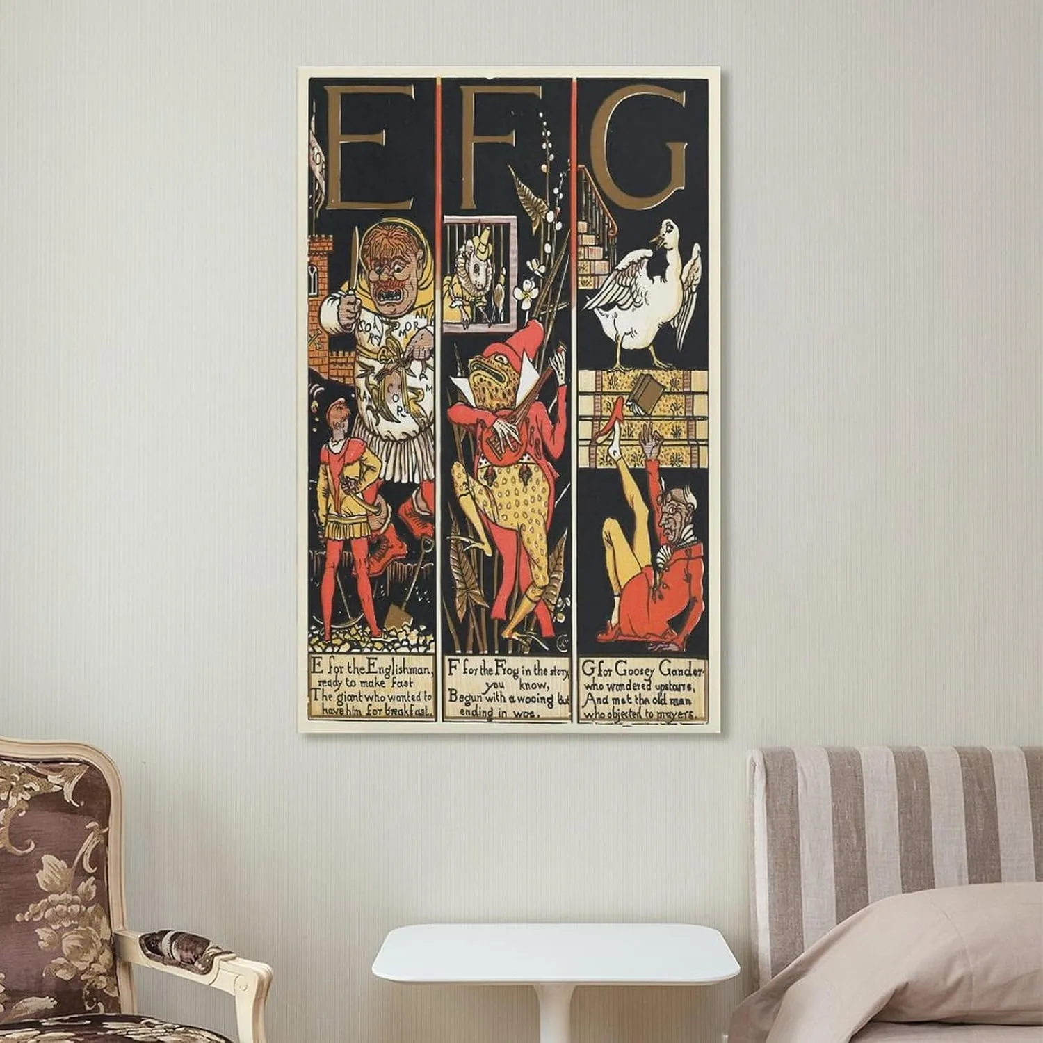Walter Crane Posters Print The Absurd A.B.C Pl (2) Poster Decorative Painting Canvas Wall Art Living Room Posters Bedroom Painting 24x36inch(60x90cm)