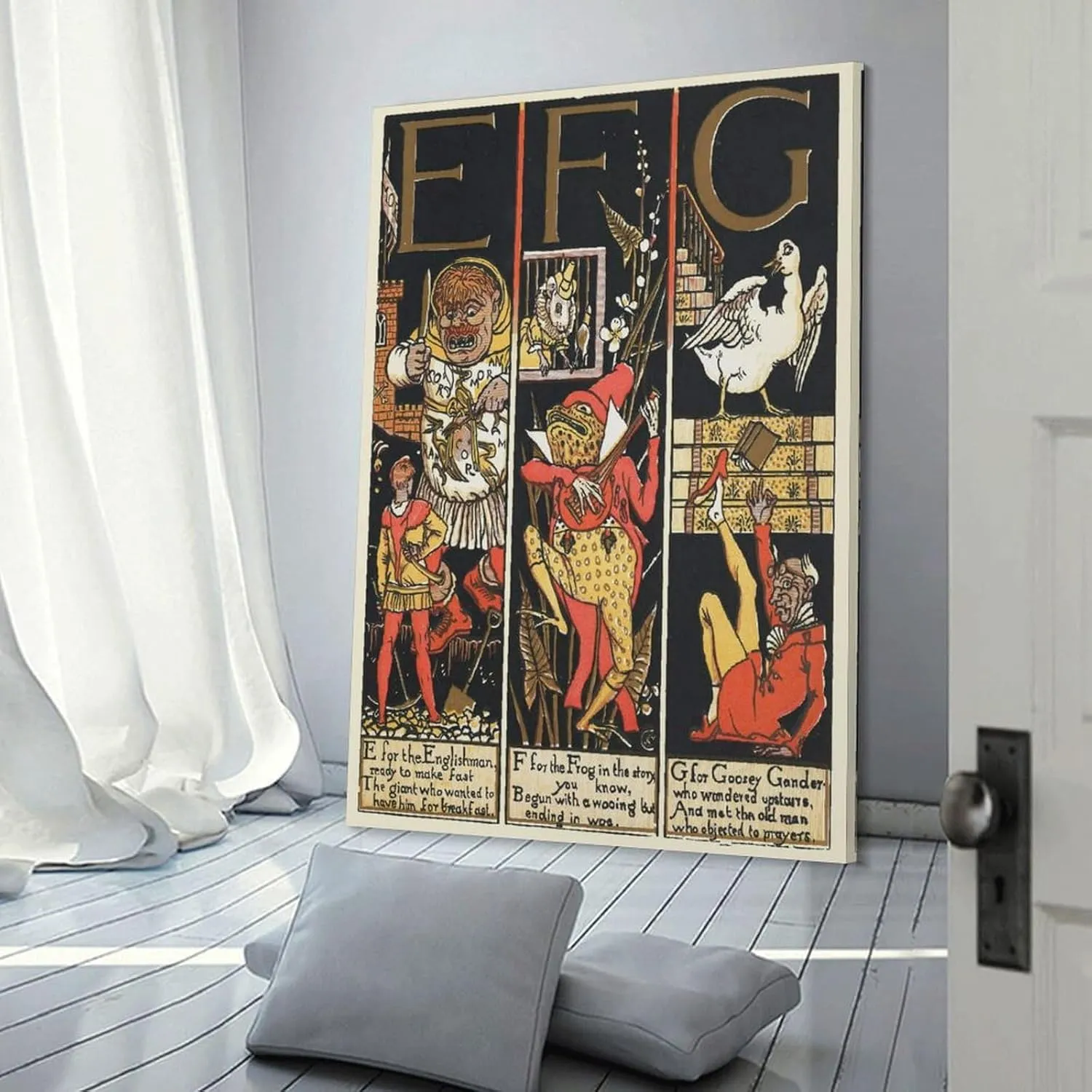 Walter Crane Posters Print The Absurd A.B.C Pl (2) Poster Decorative Painting Canvas Wall Art Living Room Posters Bedroom Painting 24x36inch(60x90cm)