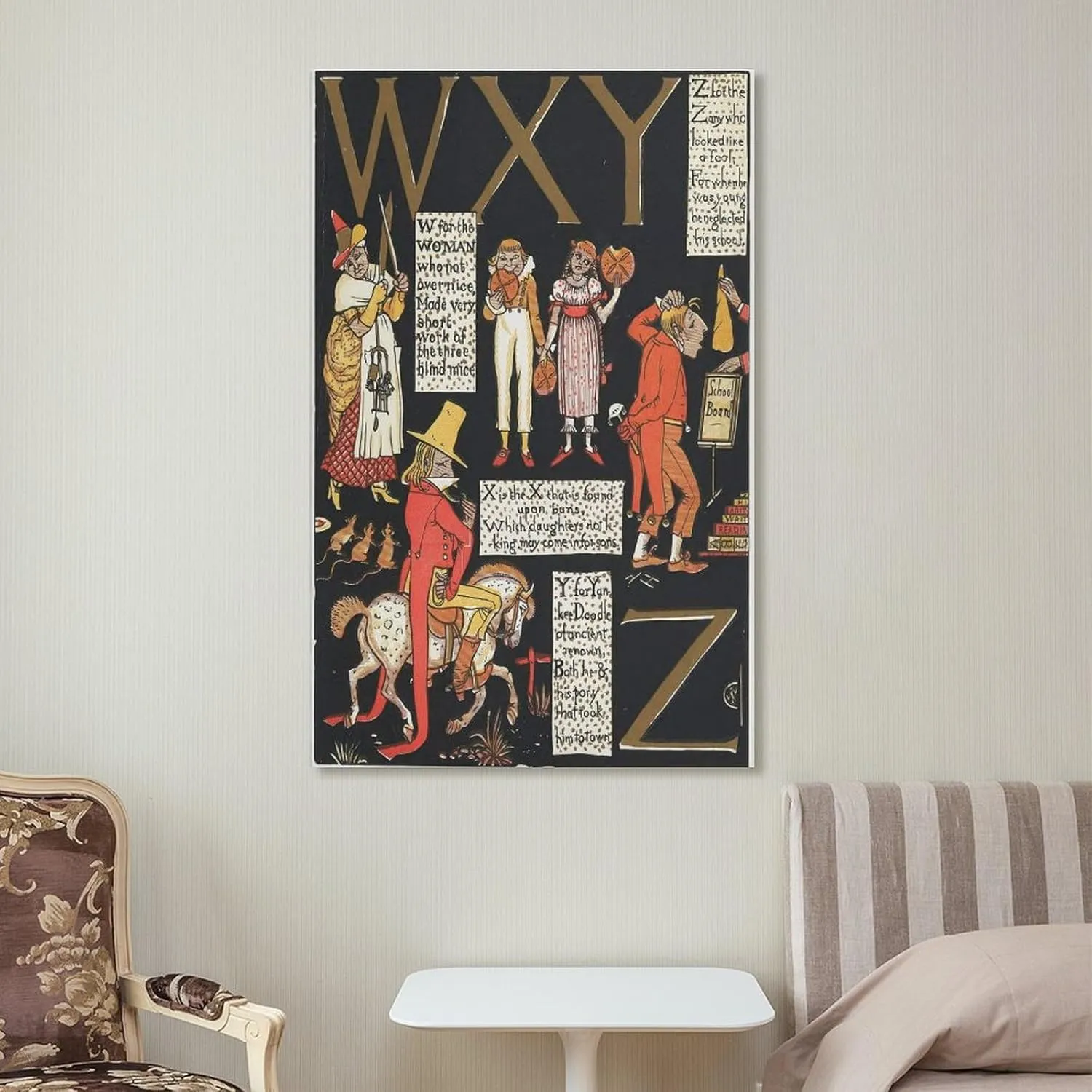 Walter Crane Posters Print The Absurd A.B.C Pl (7) Room Aesthetic Poster Print Art Wall Painting Canvas Posters Modern Bedroom Decor 24x36inch(60x90cm)