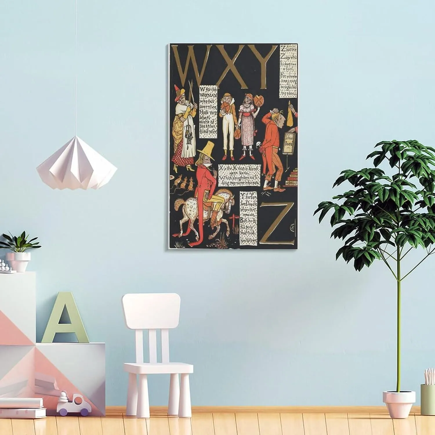 Walter Crane Posters Print The Absurd A.B.C Pl (7) Room Aesthetic Poster Print Art Wall Painting Canvas Posters Modern Bedroom Decor 24x36inch(60x90cm)