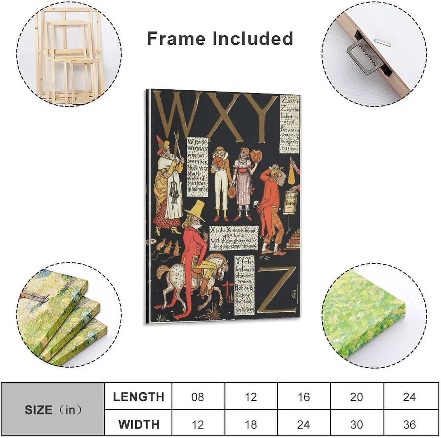 Walter Crane Posters Print The Absurd A.B.C Pl (7) Room Aesthetic Poster Print Art Wall Painting Canvas Posters Modern Bedroom Decor 24x36inch(60x90cm)