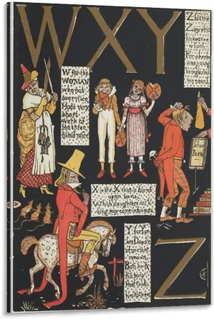 Walter Crane Posters Print The Absurd A.B.C Pl (7) Room Aesthetic Poster Print Art Wall Painting Canvas Posters Modern Bedroom Decor 24x36inch(60x90cm)