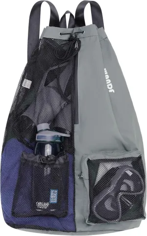 WANDF Swim Bag Mesh Drawstring Backpack with Wet Pocket for Swimming, Gym, and Workout Gear