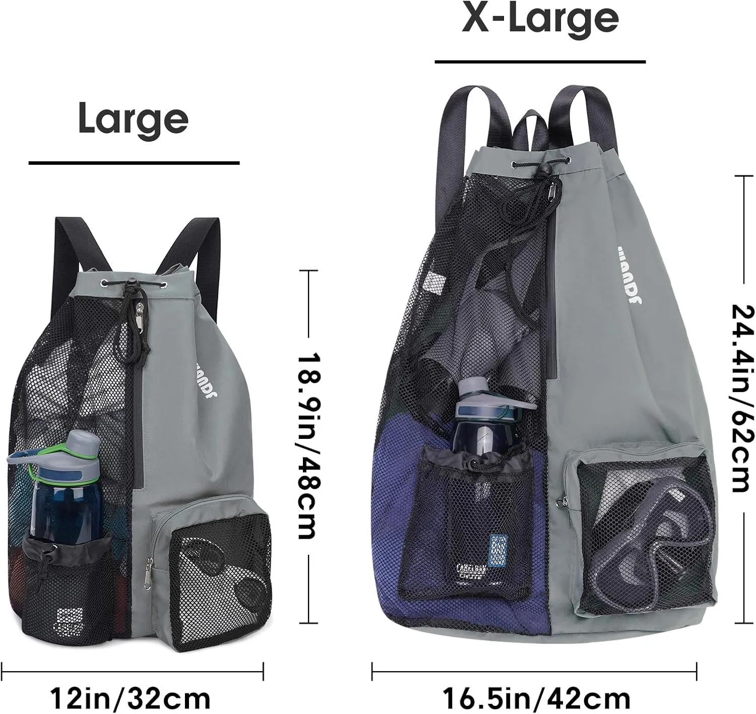 WANDF Swim Bag Mesh Drawstring Backpack with Wet Pocket for Swimming, Gym, and Workout Gear