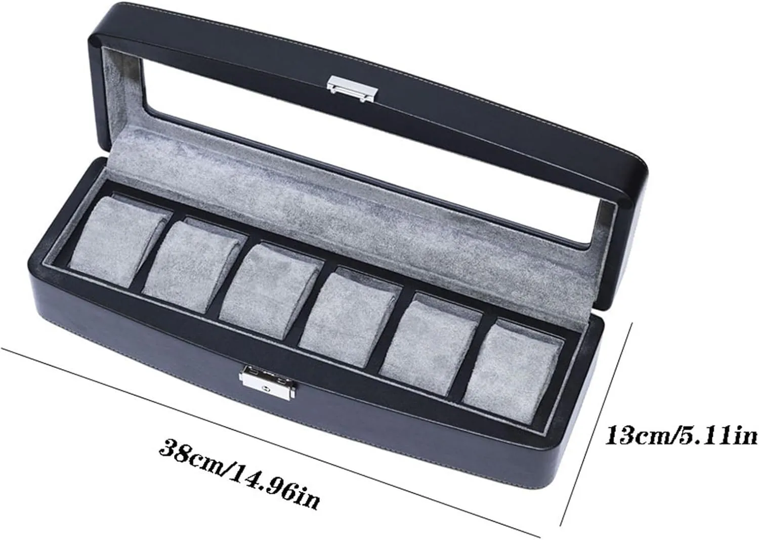 Watch Box 6-Digit Watch Collection Box High-end Watch Organizer Artificial Leather Watch Display Box Watch Organizer,Black(Green)
