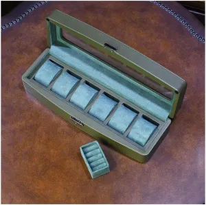 Watch Box 6-digit Watch Collection Box High-end Watch Organizer Artificial Leather Watch Display Box watch storage box(Green)