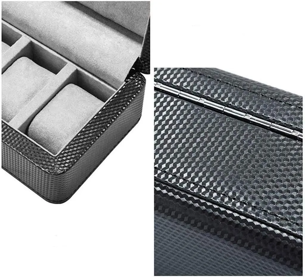 Watch Box - Leather Watch Box Six Grid Wooden Mechanical Watch Display Collection Storage Box with Lock Present Elegant
