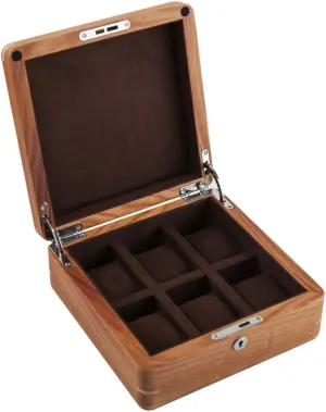 Watch Box Wood 6 Slots Watch Case Jewelry Display Storage Boxes with Brown Removal Storage Pillows for Men Women Birthday Valentine's Day Father's Day