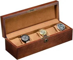 Watch Box Wooden for Men Women 6 Slots Jewelry Bracelet Display Storage Case Showcase Organiser with Soft Pillows and Lockable Metal Lock