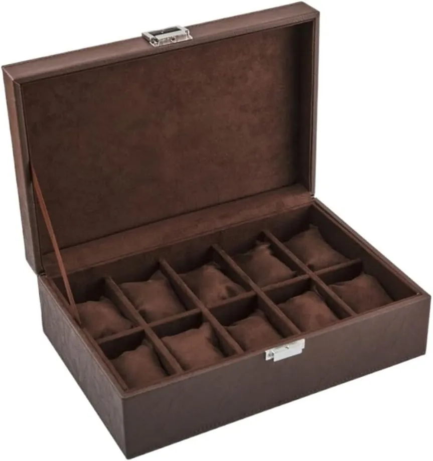 Watch Case 10 Grids Watch Box Leather Jewelry Display Box Removable Storage Metal Buckle Bracelet Collection Watch Box (Color : A)